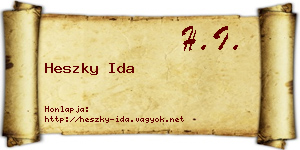 Heszky Ida névjegykártya